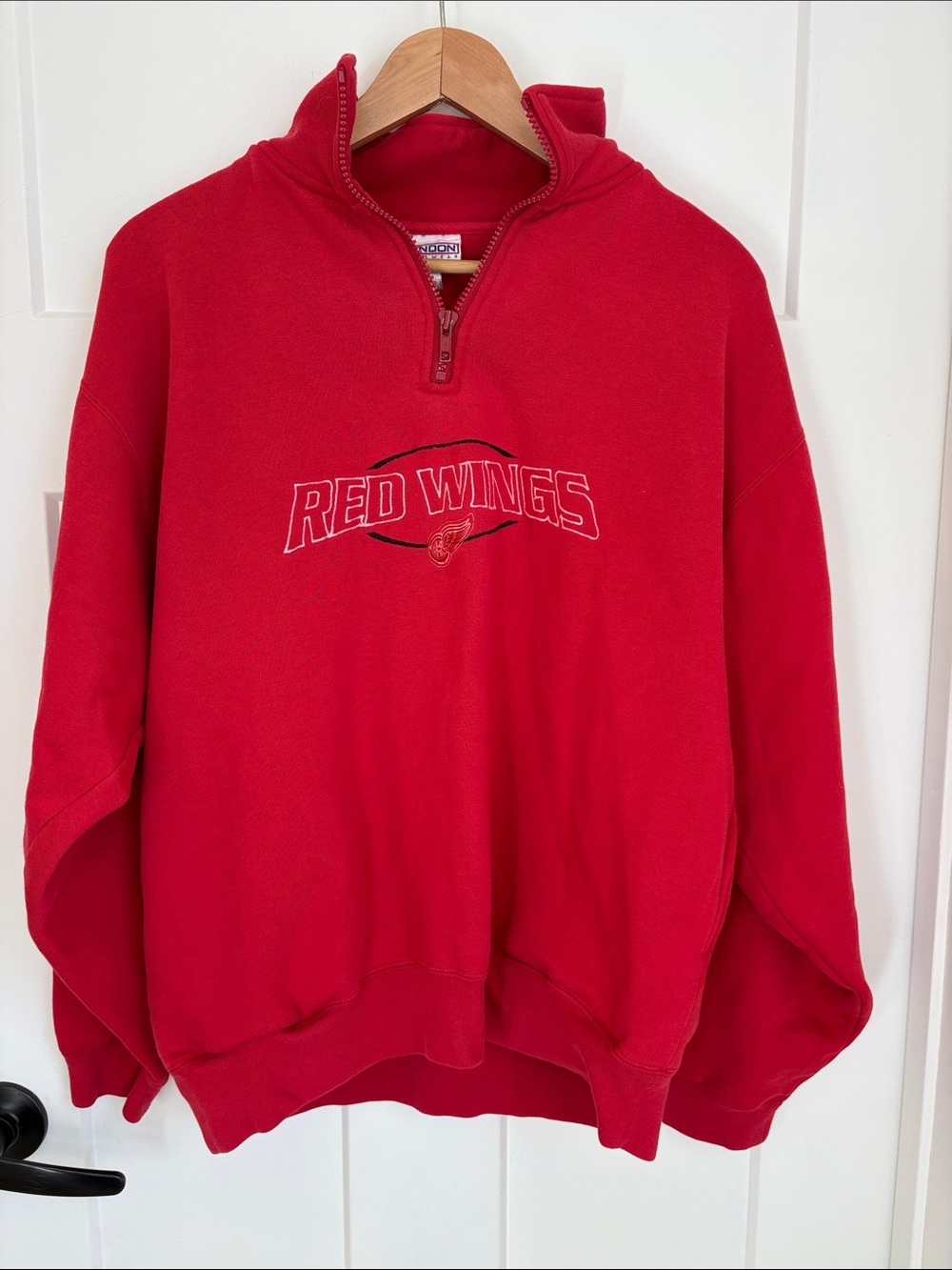 Vintage 90s red Wings Half-Zip Pullover Sweater